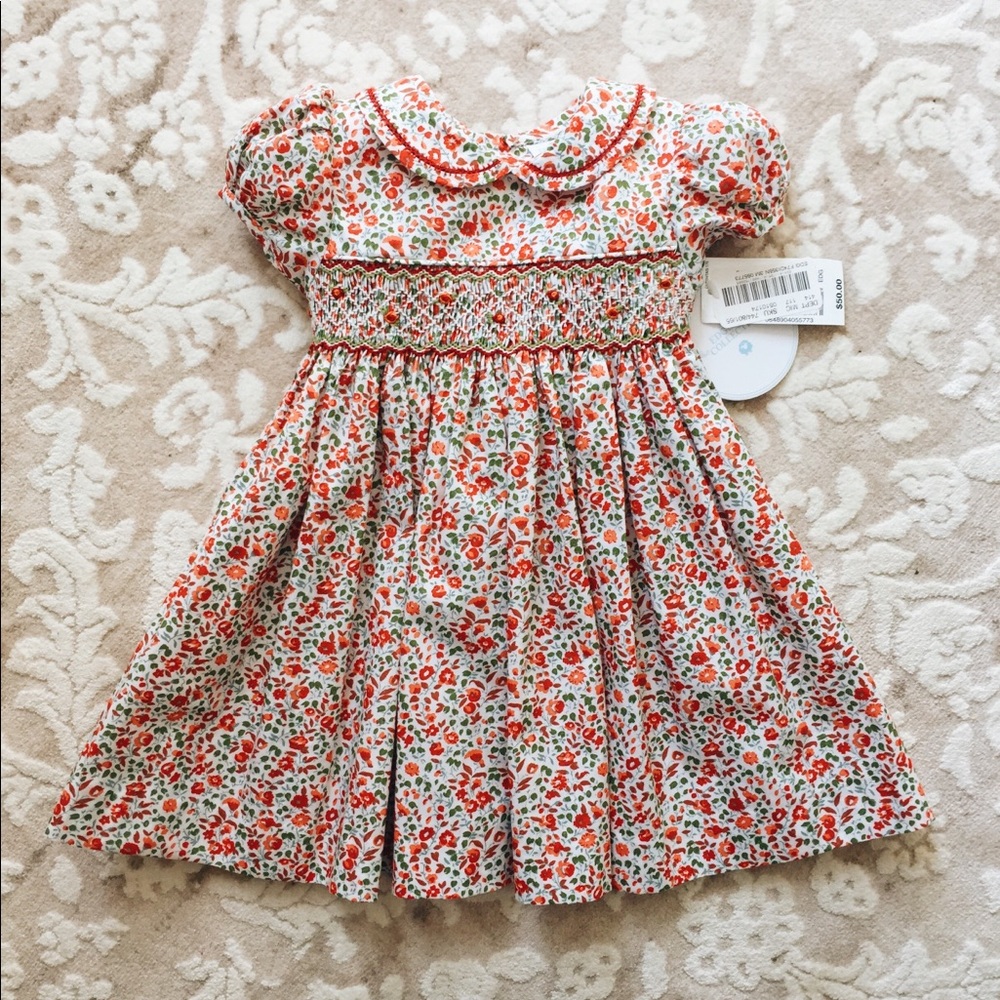 SOLD smocked dress with Peter Pan collar